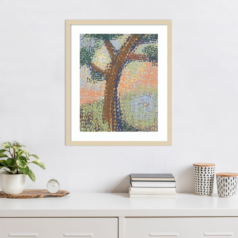 Summer Tree by Little Dean Wood Framed Wall Art Print, H 25 po x l 21 po