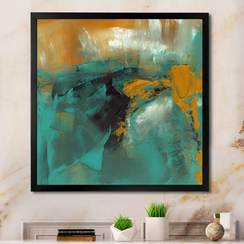 Teal Balance II - imprimé, Impression noire sur toile encadrée, H 16 po x l 16 po x P 1 po