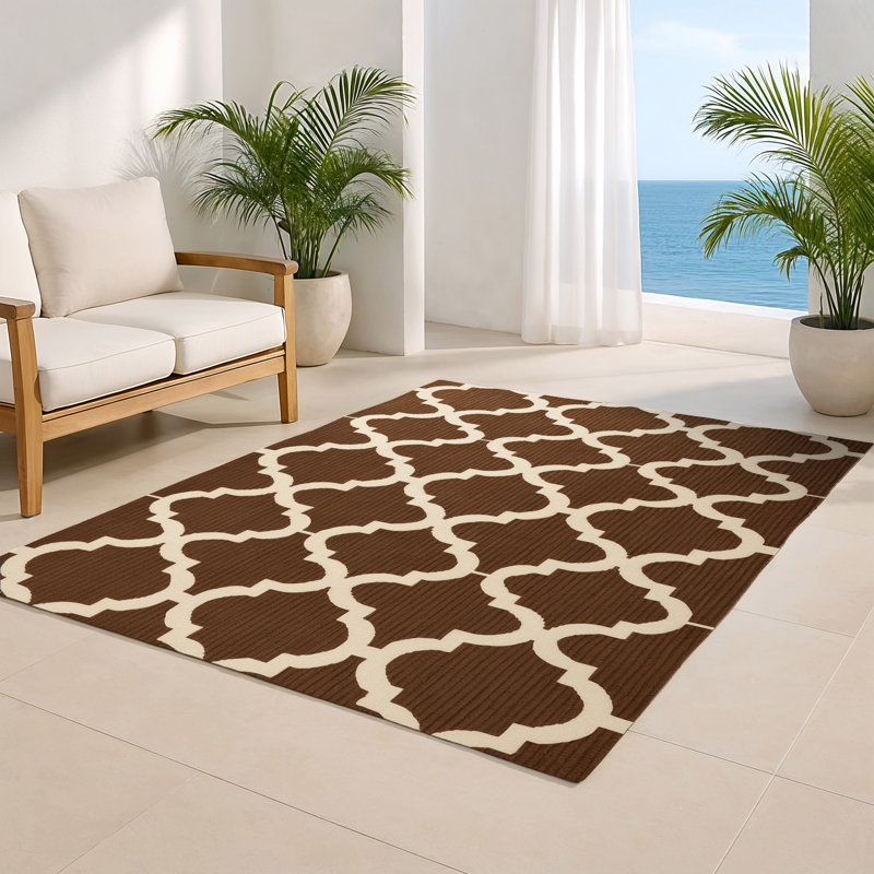 Tapis brun intérieur et extérieur Trellis, Rectangle 9 pi x 12 pi