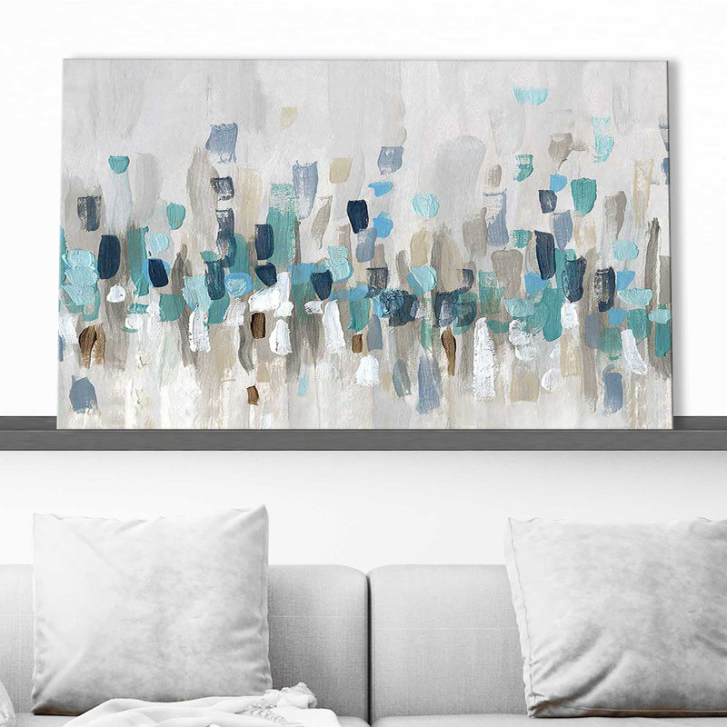 Staccato Blue I par - Peinture, Toile tendue, H 28 po x l 48 po x P 1,5 po