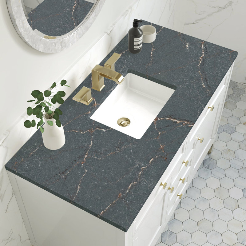 Chicago 48'' W Single Vanity, Glossy White, Parisien Bleu, 8" Widespread