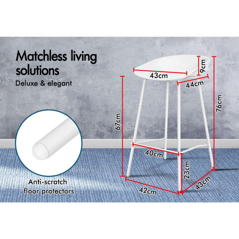 Norson Counter Stool with Metal Frame, White