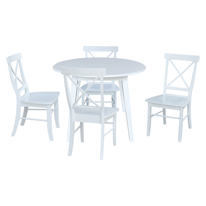 Ensemble de salle à manger Kaylam, Blanc, 5 pièces: table, 4 chaises