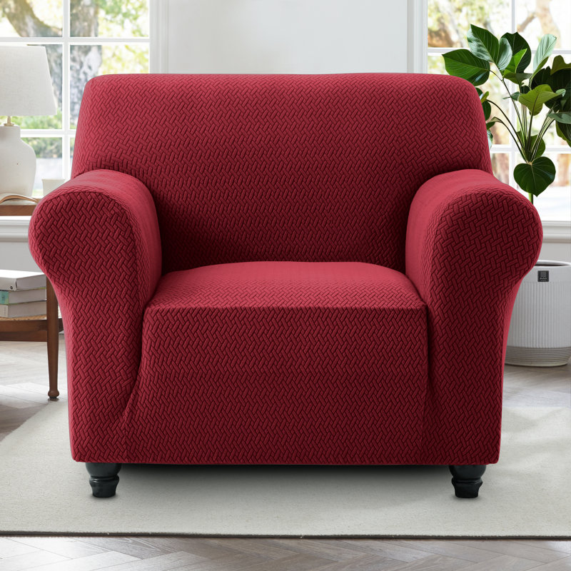 Luxury Stretchable Spandex Sofa Cover/Protector, 1 Seater, Burgundy