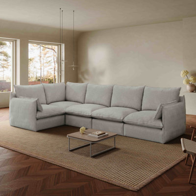 L shape off white closed water proof sofa