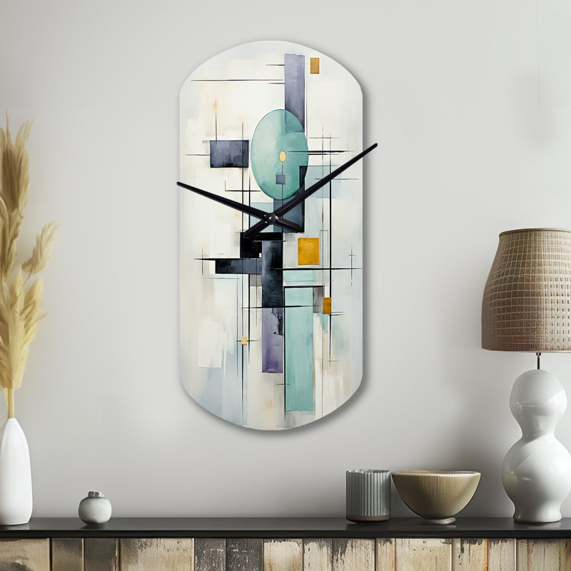 Horloge murale en métal blanc blanc et bleu, Petit