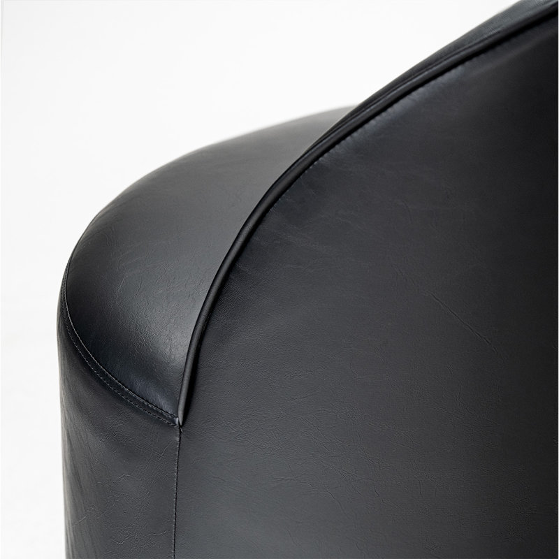 Petit fauteuil d'appoint roulant en similicuir avec roulettes, Noir