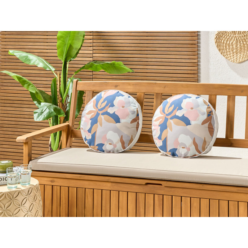 VEREZZI Indoor / Outdoor Floral Circular Throw Cushion With Filling