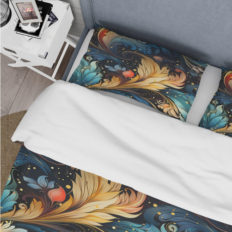 Literie à motif cachemire Celestial Whispers, Housse de couette pour grand lit et 2 taies décor