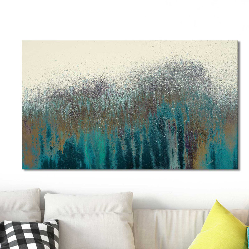 Teal Woods - Reproduction sur toile avec cadre flottant, H 18 po x l 30 po x P 1 po