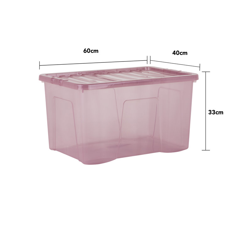 Wham Crystal 60L Plastic Storage Box Pack of 10 Tint Dusky Orchid