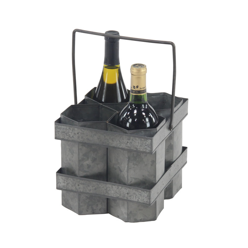 Lafave 4 Bottle Tabletop Wine Bottle Rack, Gray