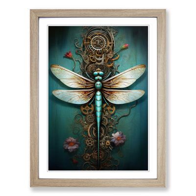 Dragonfly Romanticism - Single Picture Frame Print on Wood