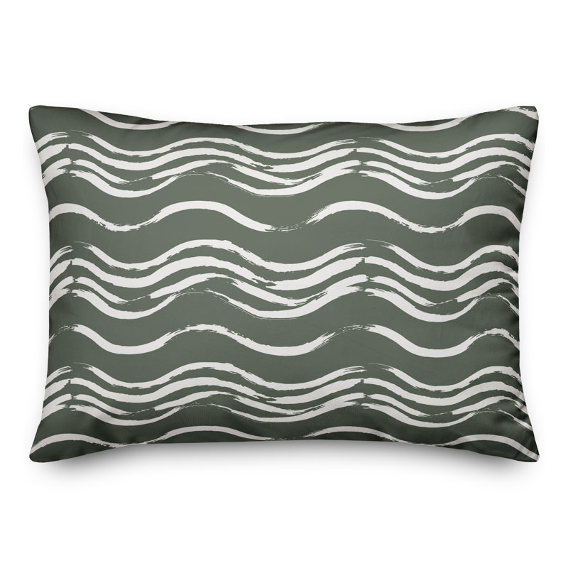 Coussin extérieur Black Waves, H 18 po x l 25 po, Sauge