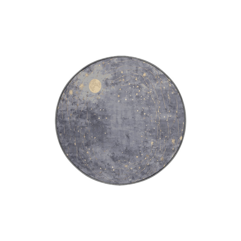 Tapis gris soyeux et moelleux, Rond 3 pi