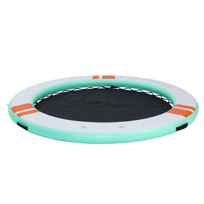 Inflatable Floating Dock, 12 FT Round Inflatable Dock Platform, Non-Slip Water Air Mat with Portable Carrying Bag and Detachable Ladder, Floating Water Platform Island Raft for Pool Beach Ocean