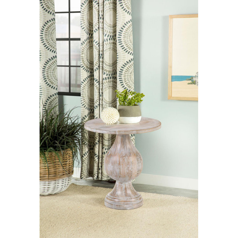 Grande table de bout à piédestal blanc 24,25 po Devrek, Ivoire ivoire