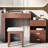 31 Stylish Dressing Table With Flip-top Mirror, 3 Colors Led Lighting, And Divided Storage Options In Walnut Shade Vanity Adjustable Retractable Unit Finish-1606874991