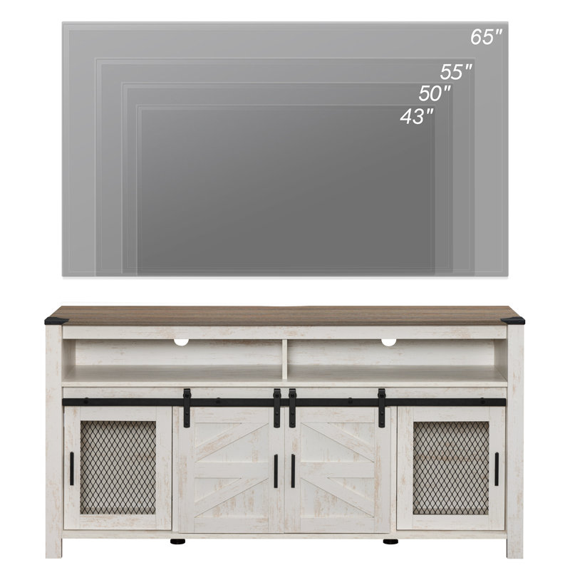 Meuble télé l 59 po Vita, Plateau en chêne / base blanche