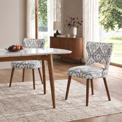 18.3'' Seat Height Modern Upholstered Wingback Dining Chair with Solid Wood Legs