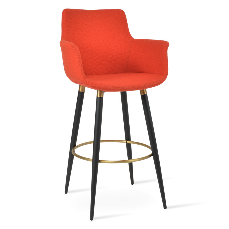 Tabouret de bar et de comptoir Bottega Ana, Noir, Orange, Tabouret de comptoir (siège d'une hauteur de 24 p