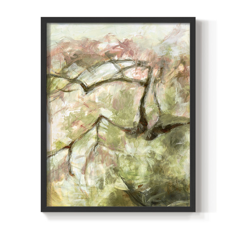«Spring Diptych I», reproduction encadrée - bois massif, Noir, H 14 po x l 11 po