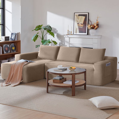 97” L-shaped Modular Sectional Sofa, Cloud Couch With Oversized Chaise Lounge, Deep Seat Boneless Memory Foam Couches For Living Room,no Assembly Required,corduroy,storage.