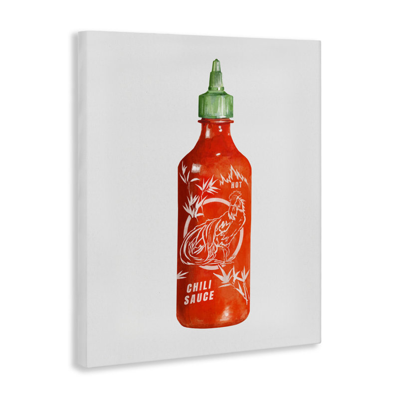 Iconic Hot Sauce Bottle, conception d'art sur toile par Rylen McNett, H 48 po x l 36 po