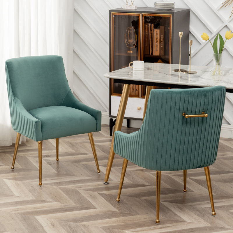 Chaise d'appoint en velours capitonné de 22 po Baudel, Vert