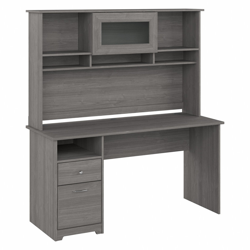 Ozro Computer Desk, Modern Gray, 66.3" H x 59.45" W x 23.19" D
