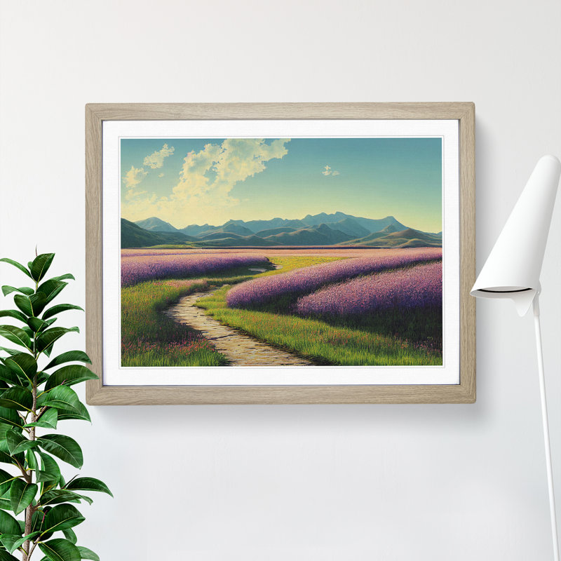 Spring Meadow Scene - Single Picture Frame Print, Oak, 25cm H x 34cm W x 2cm D