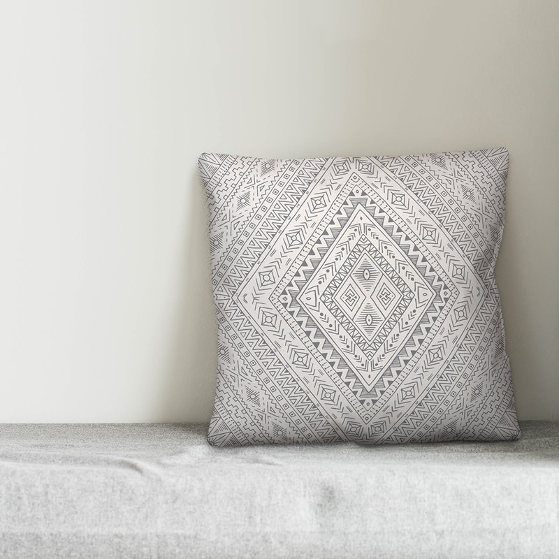 Throw Pillow, 20" x 20", White/Gray Geometric 5