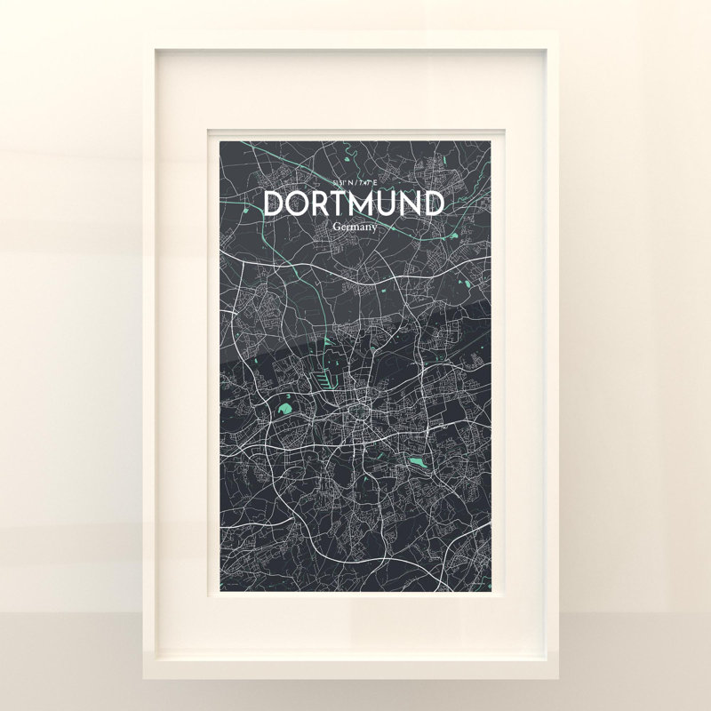 Dortmund City Map in Dream 1 Piece Wall Art, 17cm H x 11cm W x 0.05cm D