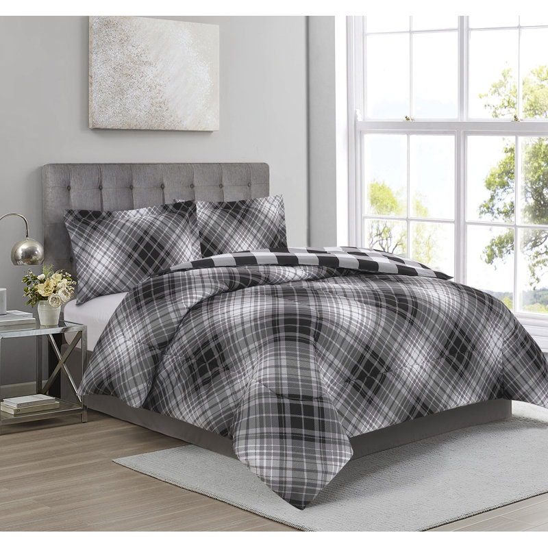 Ensemble d'édredon en microfibre , Édredon très grand + 2 taies décoratives très, Noir