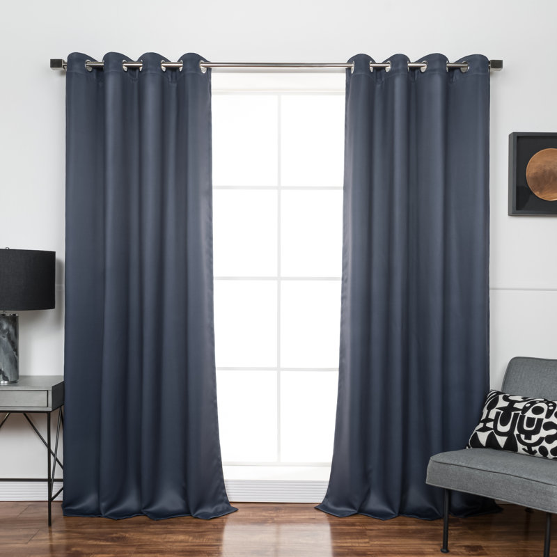 Jhonathon Basketweave Printed Room Darkening Curtain Pair, 52'' W x 84'' L, Dark Gray