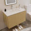 Meuble-lavabo moderne 30 po avec lavabo et portes ondulées texturées - Cabinet flottant mural, nature-667865641