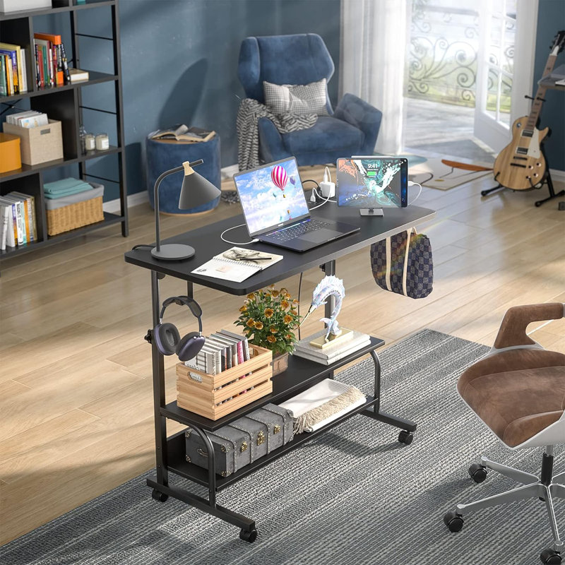Mayann Aluminum Computer Desk, Black, 41" H x 32" W x 15.7" D