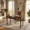 Bureau en bois d'hévéa massif avec tiroirs, petit bureau moderne en bois Mid-Century pour chambres et petits espaces