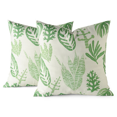 Printed Cotton Throw Pillow Covers 18 X 18 - Textured Decorative Pillow Covers (Set of 2)