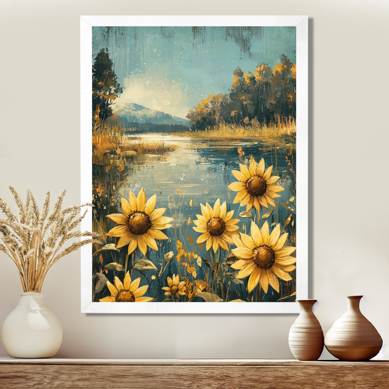 Dumitra - Floral Canvas Wall Art, H 32 po x l 16 po, Reproduction encadrée d'une seule photo, Blanc