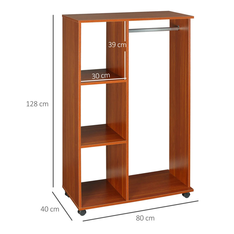 80cm Rolling Clothing Rack, Brown