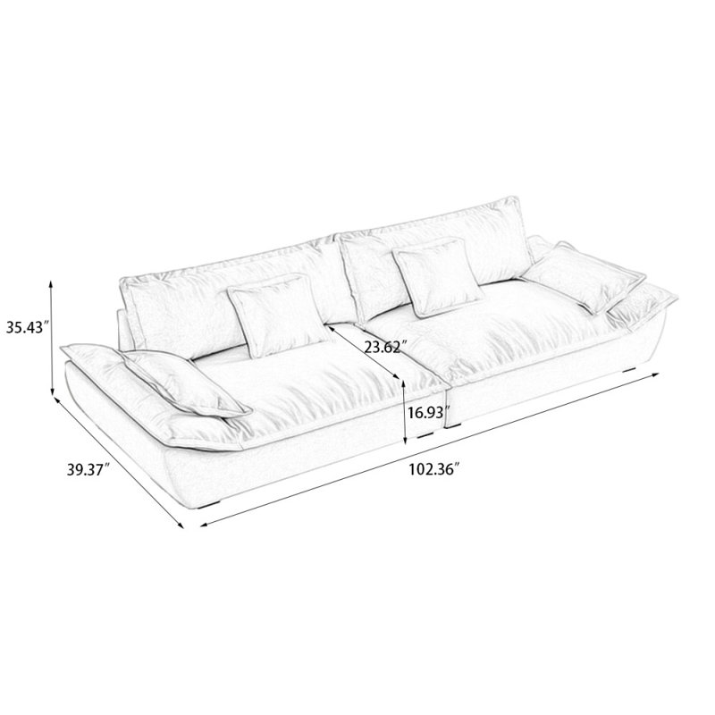 Coussin blanc modulaire 100% polyester, H 35,43 po x l 102,36 po x P 39,37 po, 3