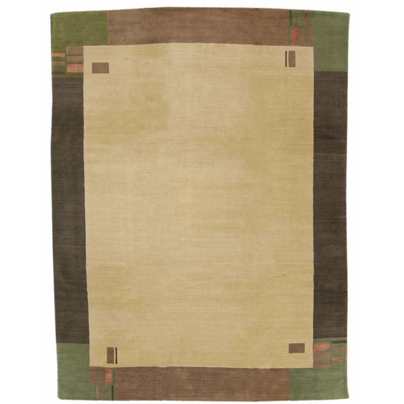 Custom Wool Area Rug in Beige/Brown/Green