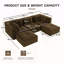 Canapé modulaire moderne pour le salon, tissu en velours côtelé, canapé 3 places avec assise profonde et repose-pieds mobile 2, passepoil perlé, conception touffetée, sans assemblage, conception antidérapante, brun-21179359-21179360