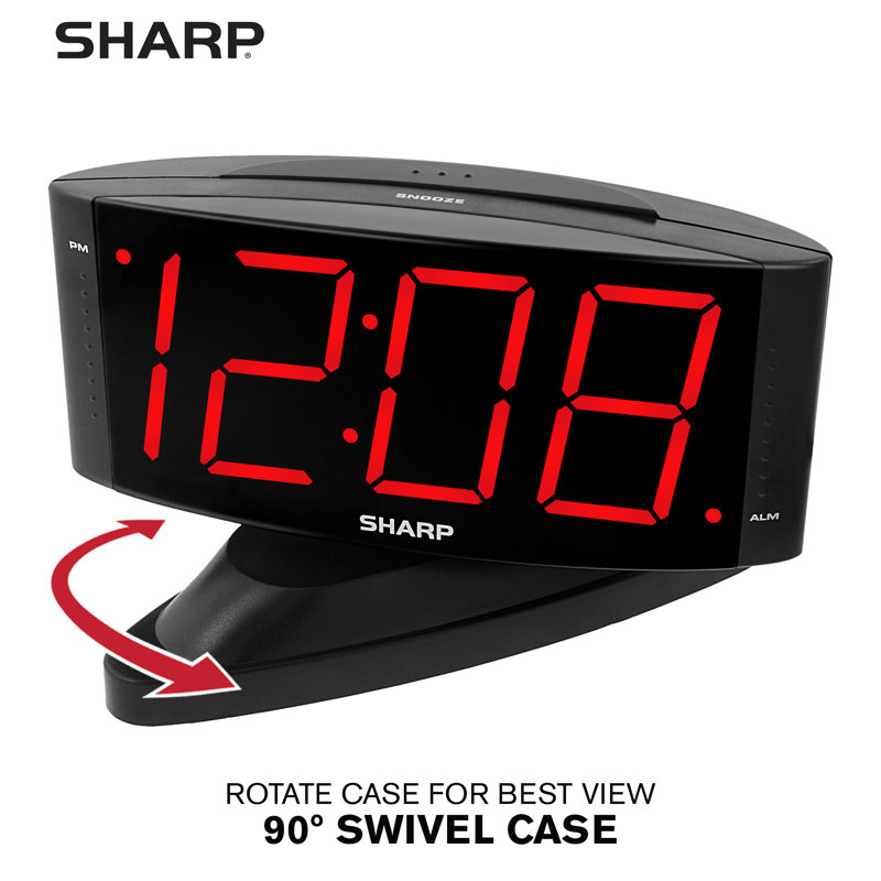 Black Digital LED Alarm Clock with Swivel Base