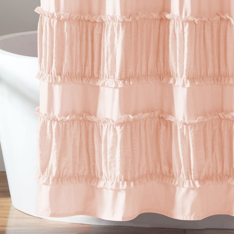 Nova Ruffle Shower Curtain, Blush