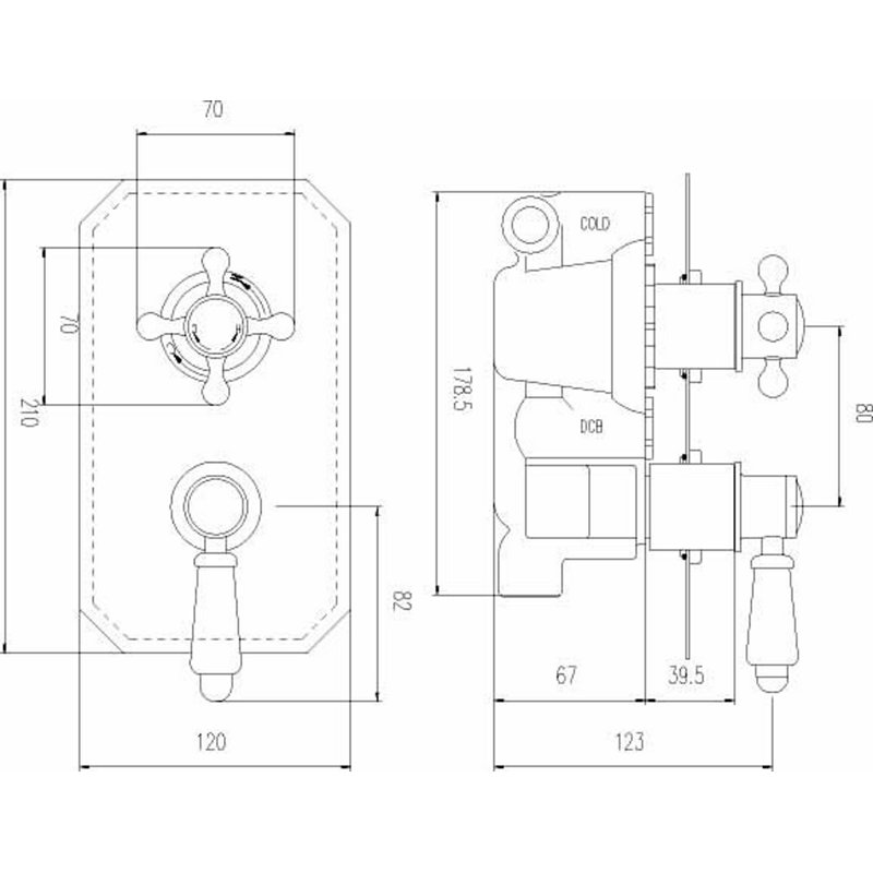 Double Concealed Thermostatic Shower Valve