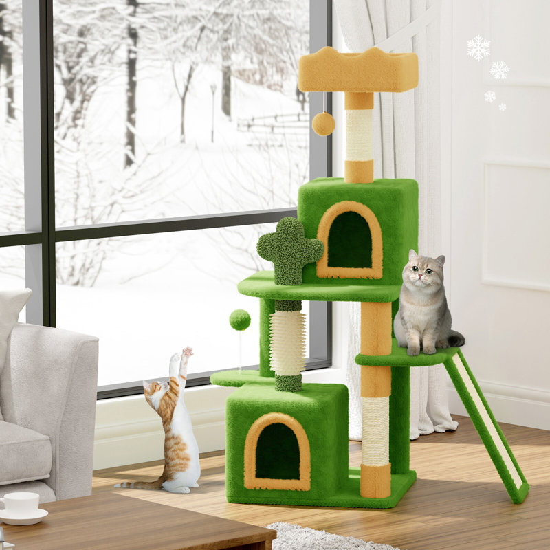 Amadahy 131cm H Cat Tree, Green/Yellow
