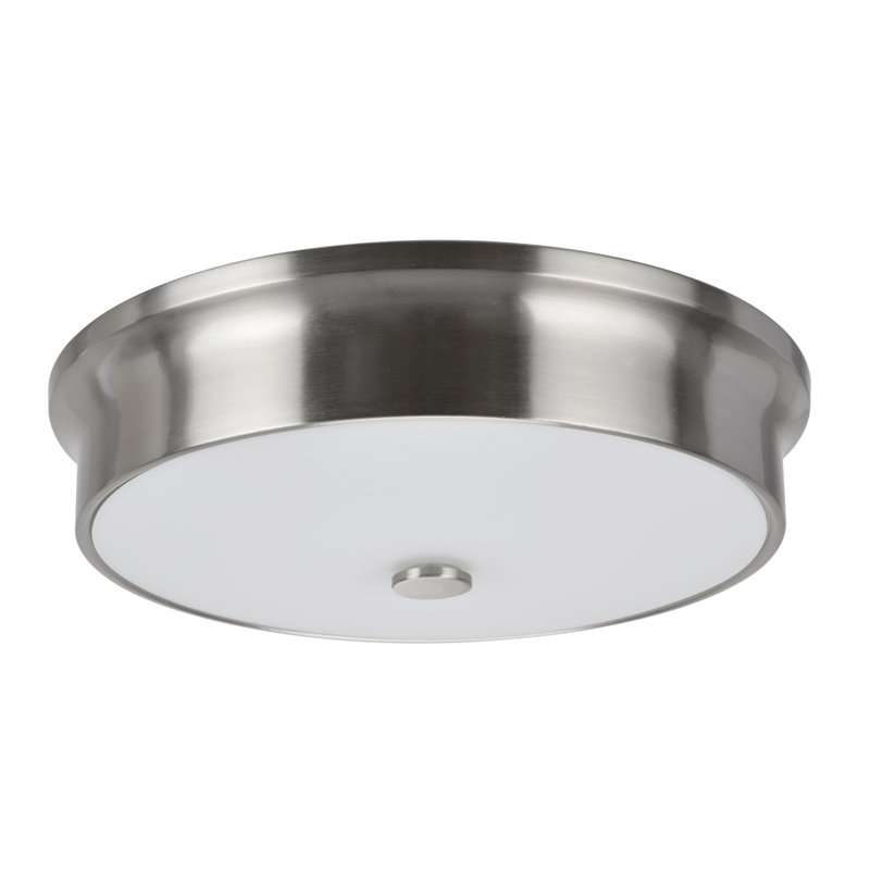 Plamond Glass LED Flush Mount, Satin Nickel