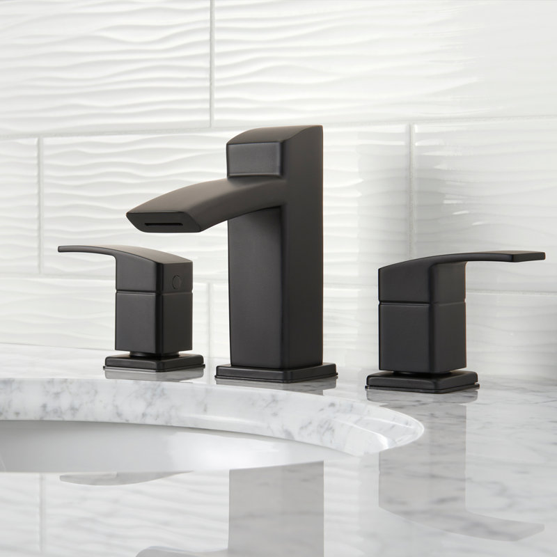 Kenzo Double Handle Deck Mounted Bathroom Faucet, Matte Black
